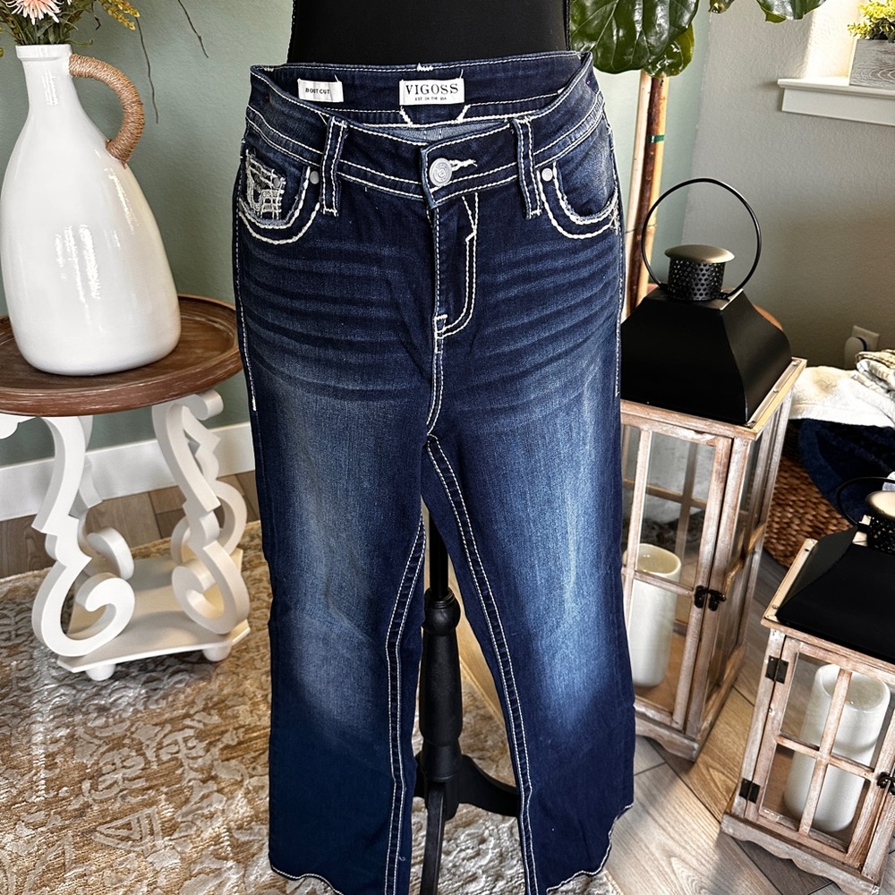 Vigoss Wide Leg Jeans with Contrast Stitching